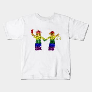 Sparkly Rainbow Liberty & Justice Kids T-Shirt